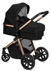 MoMi kombinirani otroški voziček LIMURU 2v1, črn