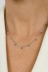 Brilio Silver Srebrna ogrlica z barvnimi cirkoni NCL60W