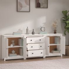 Vidaxl Komoda bela 210x35x80 cm trdna borovina