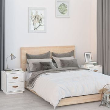 Vidaxl vidaXL Nočne omarice, komplet 2, bele, 40x34x45 cm, masiven borov les
