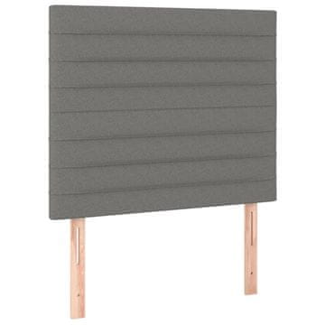 Vidaxl Vzglavje postelje temno sivo 80x5x118/128 cm blago
