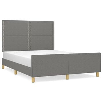 Vidaxl Posteljni okvir brez vzmetnice temno siv 140x190 cm blago