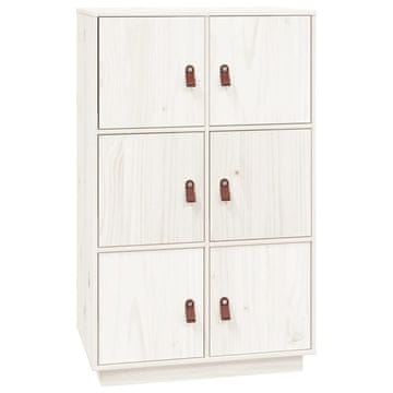 Vidaxl Visoka omara bela 67x40x108,5 cm trdna borovina