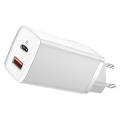 BASEUS Baseus GaN2 Lite omrežni polnilnik, USB + USB-C, 65W, EU (bela)
