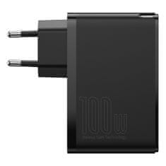 BASEUS GaN2 Pro omrežni polnilnik, 2x USB + 2x USB-C, 100 W, EU (črn)