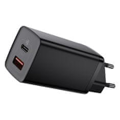 BASEUS GaN2 Lite omrežni polnilnik, USB + USB-C, 65 W, EU (črn)
