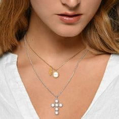 Engelsrufer Očarljiva srebrna ogrlica z bisernim križem ERN-GLORY-CROSS (verižica, obesek)