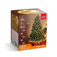 Family Christmas Novoletne lučke toplo bele IP44 50 LED 5.2m 8 programov