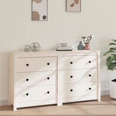 Vidaxl Komoda bela 140x35x80 cm trdna borovina