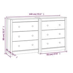 Vidaxl Komoda bela 140x35x80 cm trdna borovina