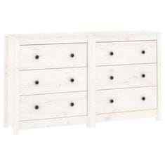 Vidaxl Komoda bela 140x35x80 cm trdna borovina