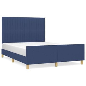 Vidaxl Posteljni okvir brez vzmetnice moder 140x200 cm tkanina
