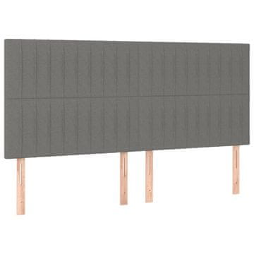 Vidaxl Vzglavje postelje temno sivo 200x5x118/128 cm blago