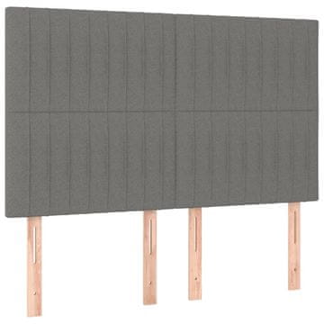 Vidaxl Vzglavje postelje temno sivo 144x5x118/128 cm blago