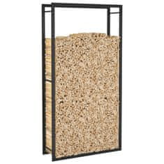 Vidaxl Stojalo za drva mat črno 80x28x154 cm jeklo