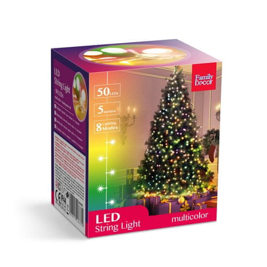 Family Christmas Novoletne lučke večbarvne IP44 50 LED 5.2m 8 programov