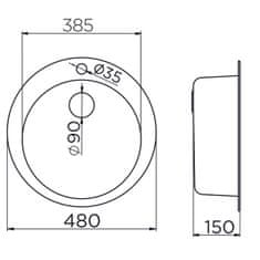 WEREO Venera E480 okroglo inox pomivalno korito, s sifonom, za omarico od 50 cm