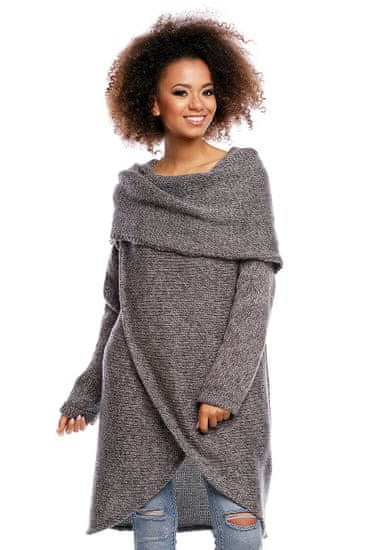 PeeKaBoo ženske pletene puhasto pulover Janoshalma temno siva