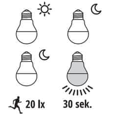 Kobi LED žarnica E27 A60 9W = 60W 810lm 6500K Hladno bela S SENZORJEM GIBANJA IN SOMRAKA