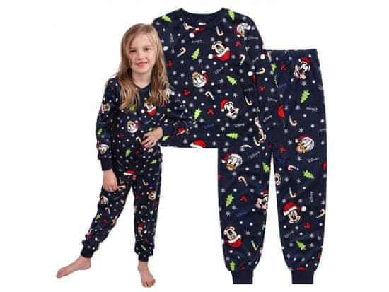 Disney DISNEY Miška Mickey Božična otroška pižama, velur, temno modra
