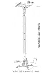 Reflecta TAPA 73-120cm stropni nosilec za podatkovni projektor srebrn