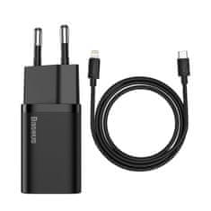 BASEUS Super Si hitri polnilec 1C 20W s kablom USB-C na Lightning 1m (črn)