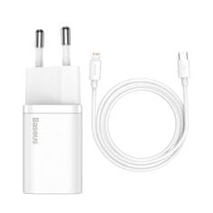 BASEUS Baseus Super Si hitri polnilec 1C 20W s kablom USB-C na Lightning 1m (bela)