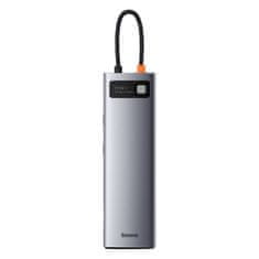 BASEUS Vozlišče 11w1 Baseus Metal Gleam Series, USB-C do 3x USB 3.0 + 2x HDMI + USB-C PD + Ethernet RJ45 + microSD/SD + VGA + AUX
