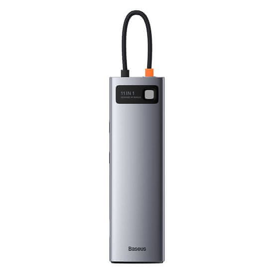 BASEUS Vozlišče 11w1 Baseus Metal Gleam Series, USB-C do 3x USB 3.0 + 2x HDMI + USB-C PD + Ethernet RJ45 + microSD/SD + VGA + AUX