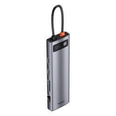 BASEUS Vozlišče 11w1 Baseus Metal Gleam Series, USB-C do 3x USB 3.0 + 2x HDMI + USB-C PD + Ethernet RJ45 + microSD/SD + VGA + AUX