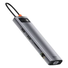BASEUS Vozlišče 11w1 Baseus Metal Gleam Series, USB-C do 3x USB 3.0 + 2x HDMI + USB-C PD + Ethernet RJ45 + microSD/SD + VGA + AUX