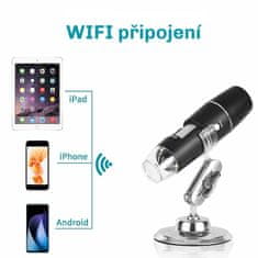 W-STAR Digitalni mikroskop WIFI MW1000S, HD 1000x, osvetljeno stojalo črno iOS Win, Inskam