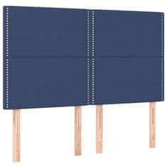 Vidaxl Box spring postelja z vzmetnico moder 140x190 cm blago