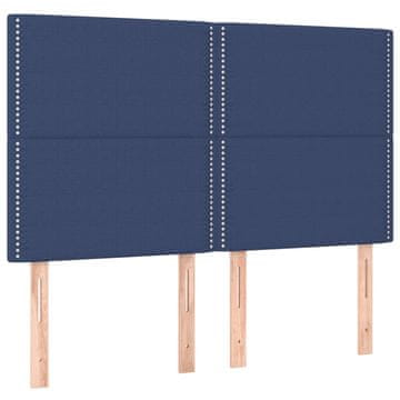 Vidaxl Vzglavje postelje modro 144x5x118/128 cm blago