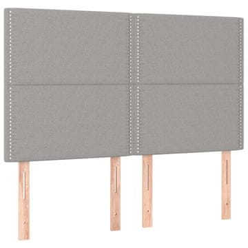 Vidaxl Vzglavje za posteljo svetlo sivo 144x5x118/128 cm blago