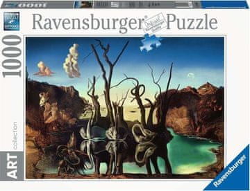Ravensburger Puzzle Umetniška zbirka: Labodi, ki odsevajo v vodi kot sloni 1000 kosov