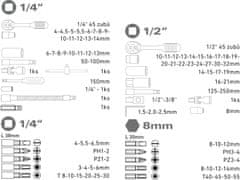 Extol Craft Vtična glava, nastavljeno 94ks, 1/4", 1/2"