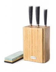 G21 Set nožev Damask Premium v bambusu blok, Škatla, 3 kom + brusilni kamen