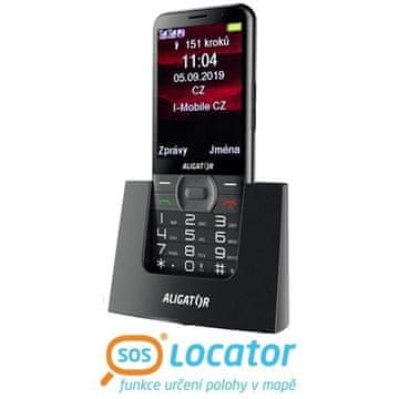 Aligator Mobilni telefon za starejše Aligator A900 Senior + stojalo za polnjenje - črno