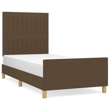 Vidaxl Posteljni okvir brez vzmetnice temno rjav 90x200 cm blago
