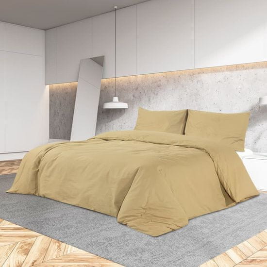 Greatstore Posteljnina taupe 155x220 cm bombaž
