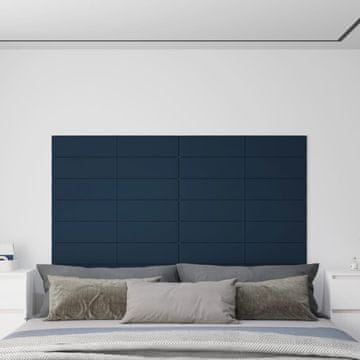 shumee vidaXL Stenski paneli 12 kosov modra 90x15 cm žamet 1,62 m²