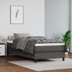 Vidaxl Vzmetnica z žepkasto vzmetjo siva 90x200x20 cm umetno usnje