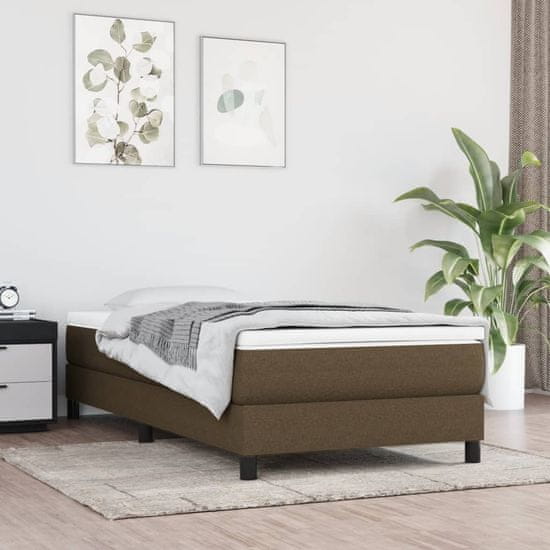 Vidaxl Vzmetnica z žepkasto vzmetjo temno rjava 100x200x20 cm blago