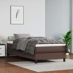 Vidaxl Vzmetnica z žepkasto vzmetjo rjava 80x200x20 cm umetno usnje