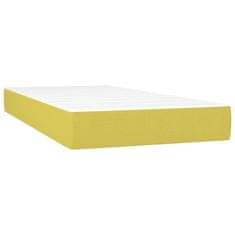 Vidaxl Box spring postelja z vzmetnico LED zelena 200x200 cm blago