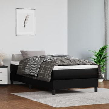 Vidaxl vidaXL Vzmetnica z žepkastimi vzmetmi, črna, 90x190x20 cm, umetno usnje