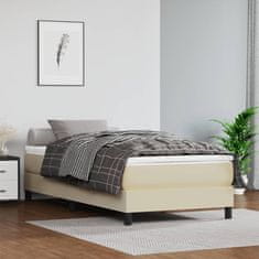 Vidaxl Vzmetnica z žepkasto vzmetjo krem 90x190x20 cm umetno usnje