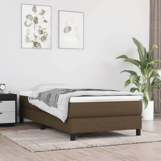 Vidaxl Vzmetnica z žepkasto vzmetjo temno rjava 90x200x20 cm blago