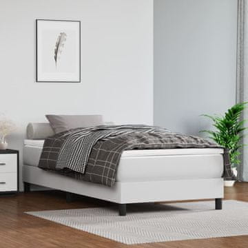 shumee vidaXL Postelja z vzmetnim vzmetom, bela, 80x200 cm, oblazinjena v umetno usnje